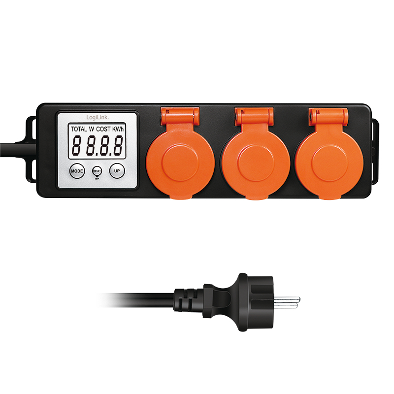 Logilink Energy Cost Meter, 3 sockets, outdoor