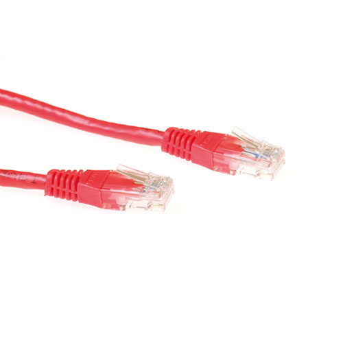 Red 0.5 meter U/UTP CAT6A patch cable with RJ45 connectors