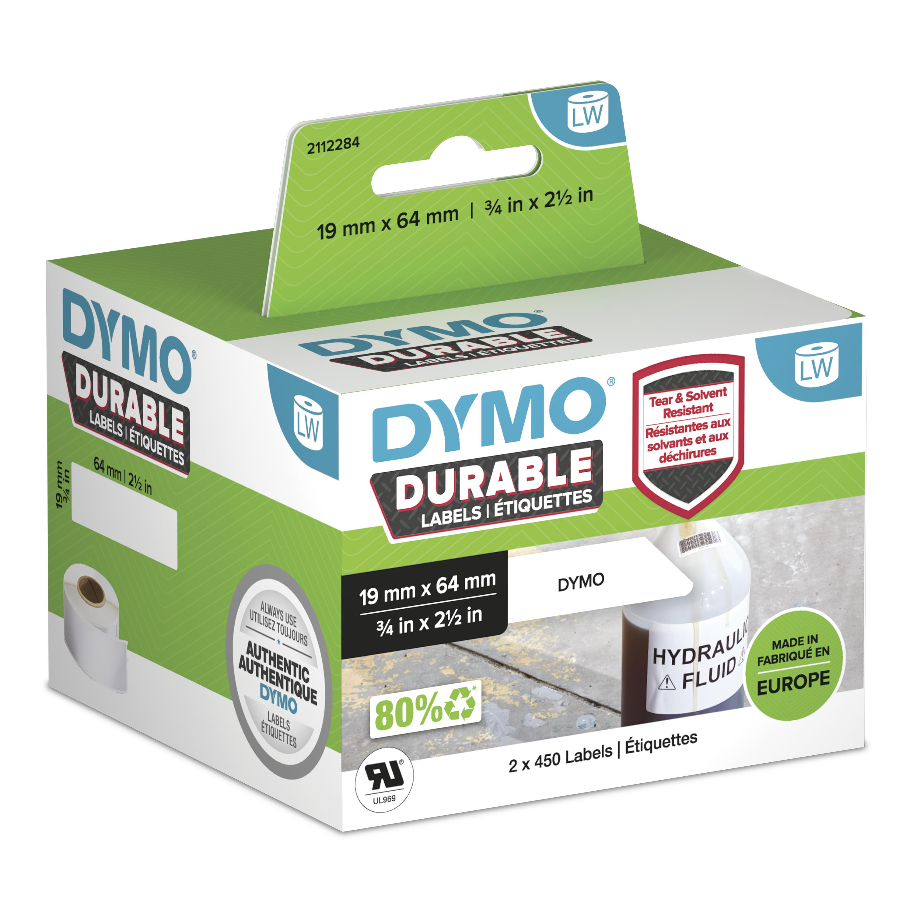 Dymo LW-Kunststoff-Etiketten 19 x 64 mm 2x 450 St.