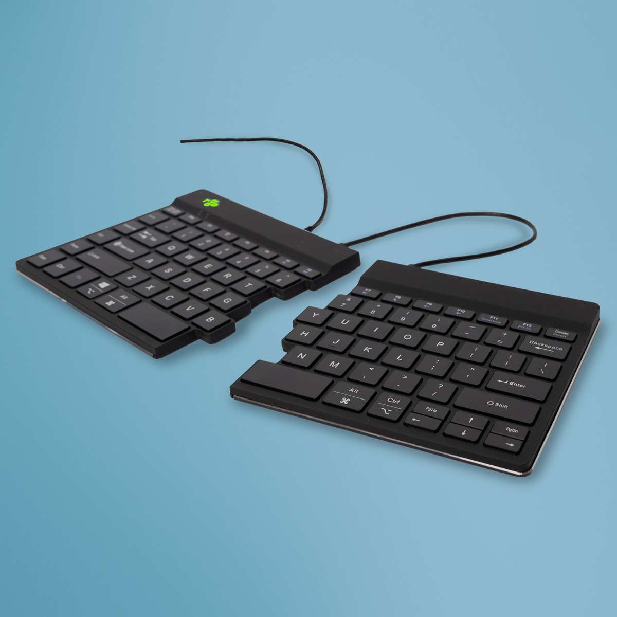 R-Go Split Ergonomiske tastatur, QWERTY (US), sort, kablet Tastatur Kabling US