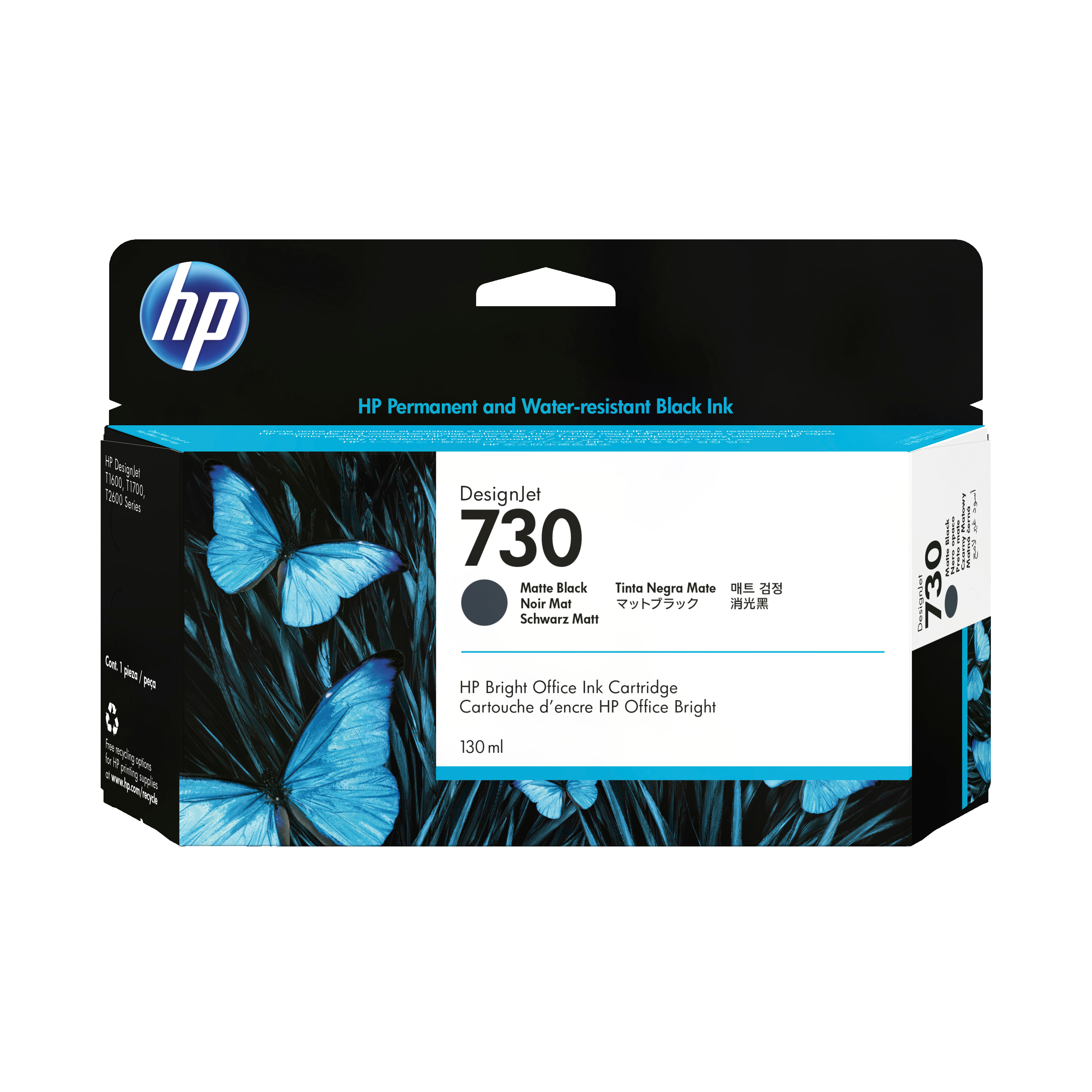 HP 730 Mat sort Blæk P2V65A