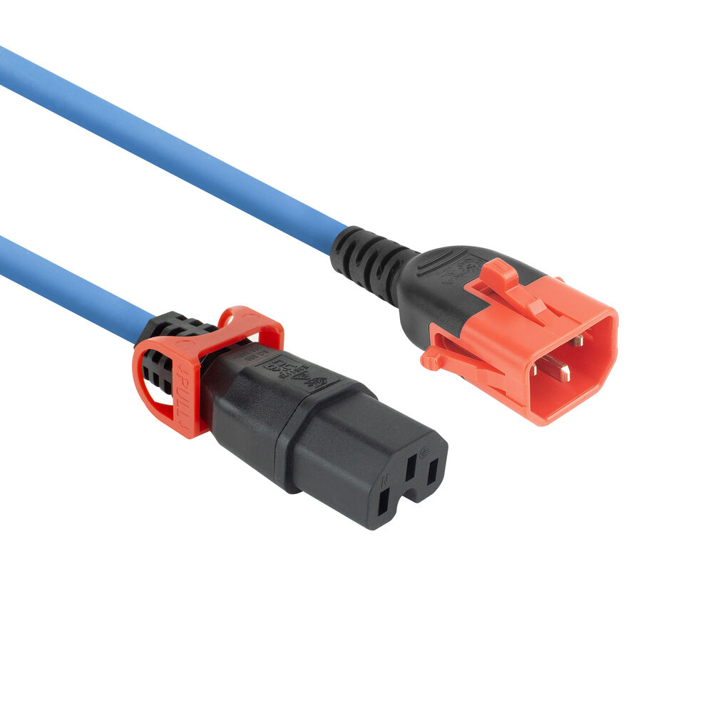 Powercord C14 IEC Lock+ Dual Locking - C15 IEC Lock+ blue 1 m, PC3870