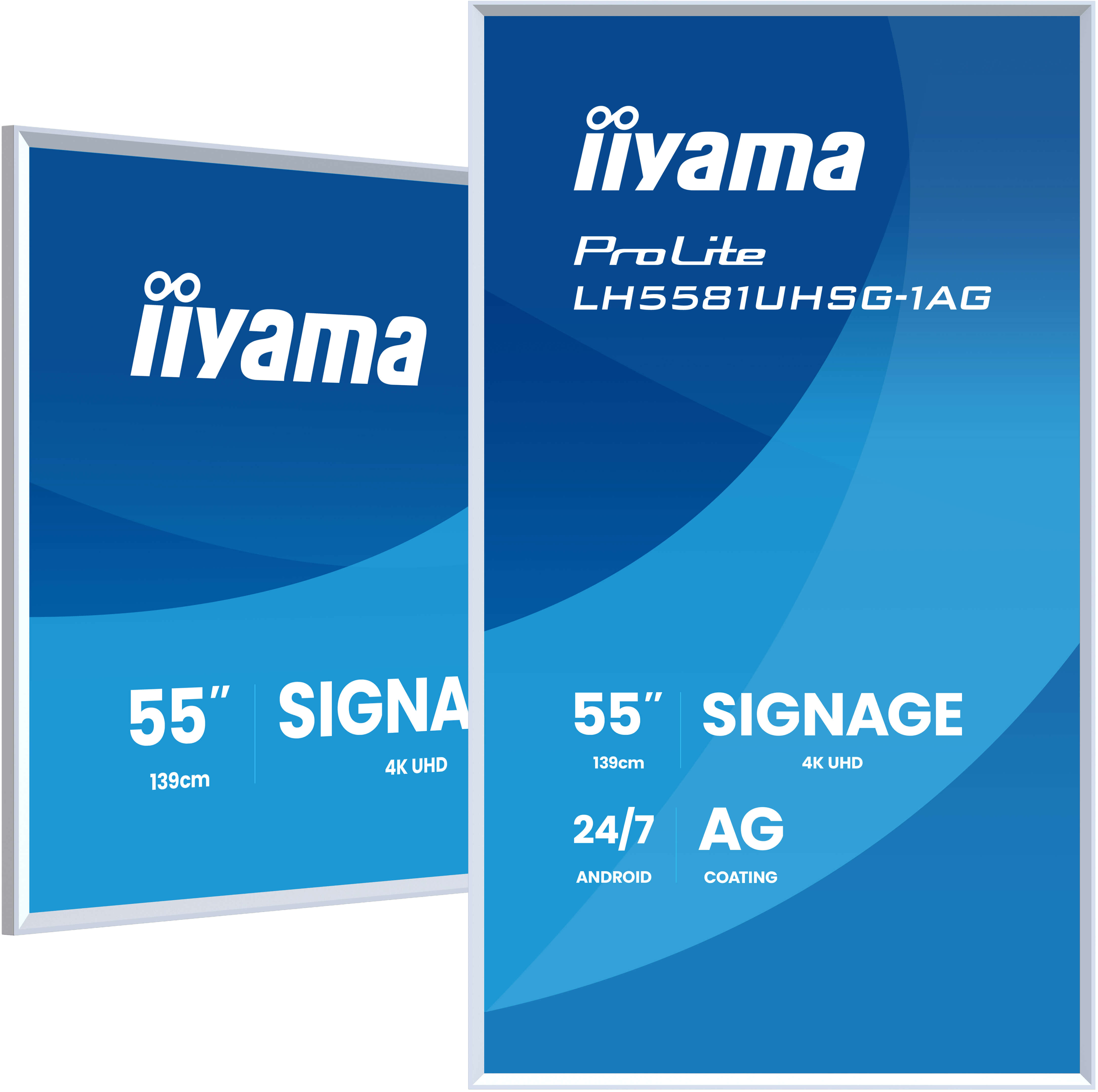 iiyama 55" Gallery Line with removable white frame, 3840x2160, UHD VA ELED panel, Haze 25% 500cd/m?, Landscape and Portrait
