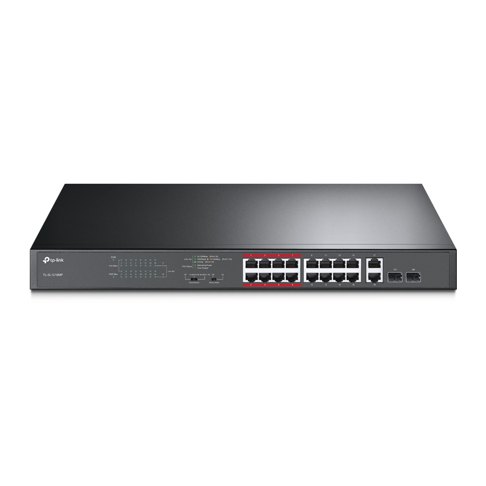 TPLINK TL-SL1218MP TP-Link TL-SL1218MP Gbit PoE Switch 16x 10/100+2 Combo SFP, 192W