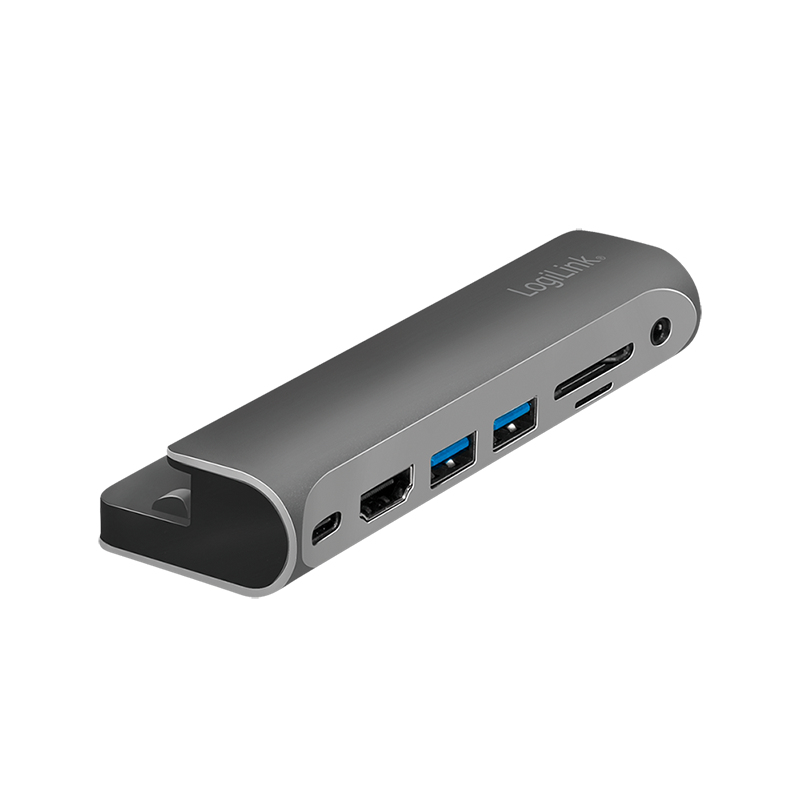 USB 3.2 Gen1 docking station, 7-port, PD, for iPad, aluminum