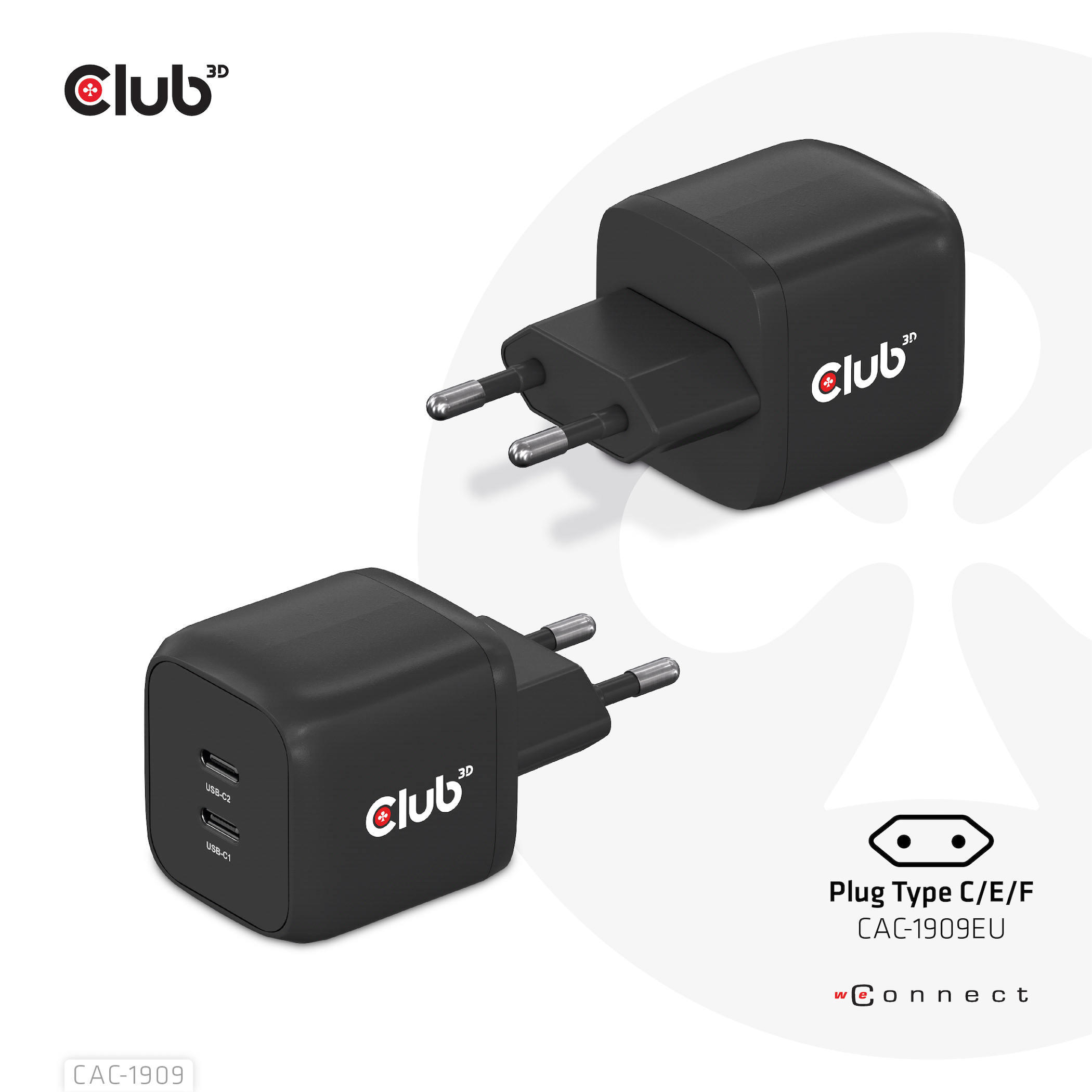 Club3D Reiseladegerät   2xUSB Typ C,