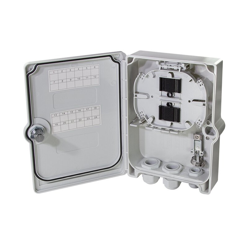 FTTX distribution box max. 24 fibers, 6x LC/QD or SC/DX, unloaded, IP55