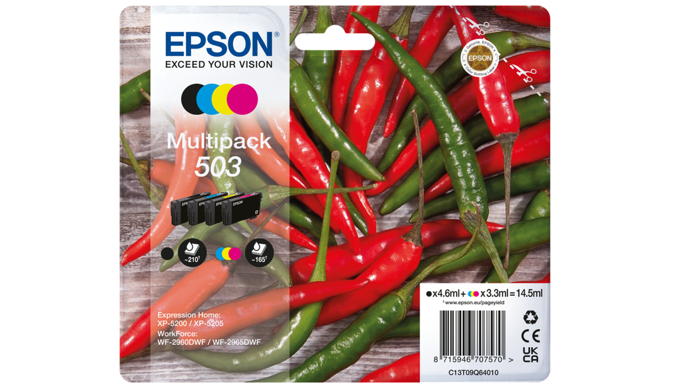 Epson Tinte 503 C13T09Q64010 4er Multipack (BKMCY) bis zu 165 Seiten