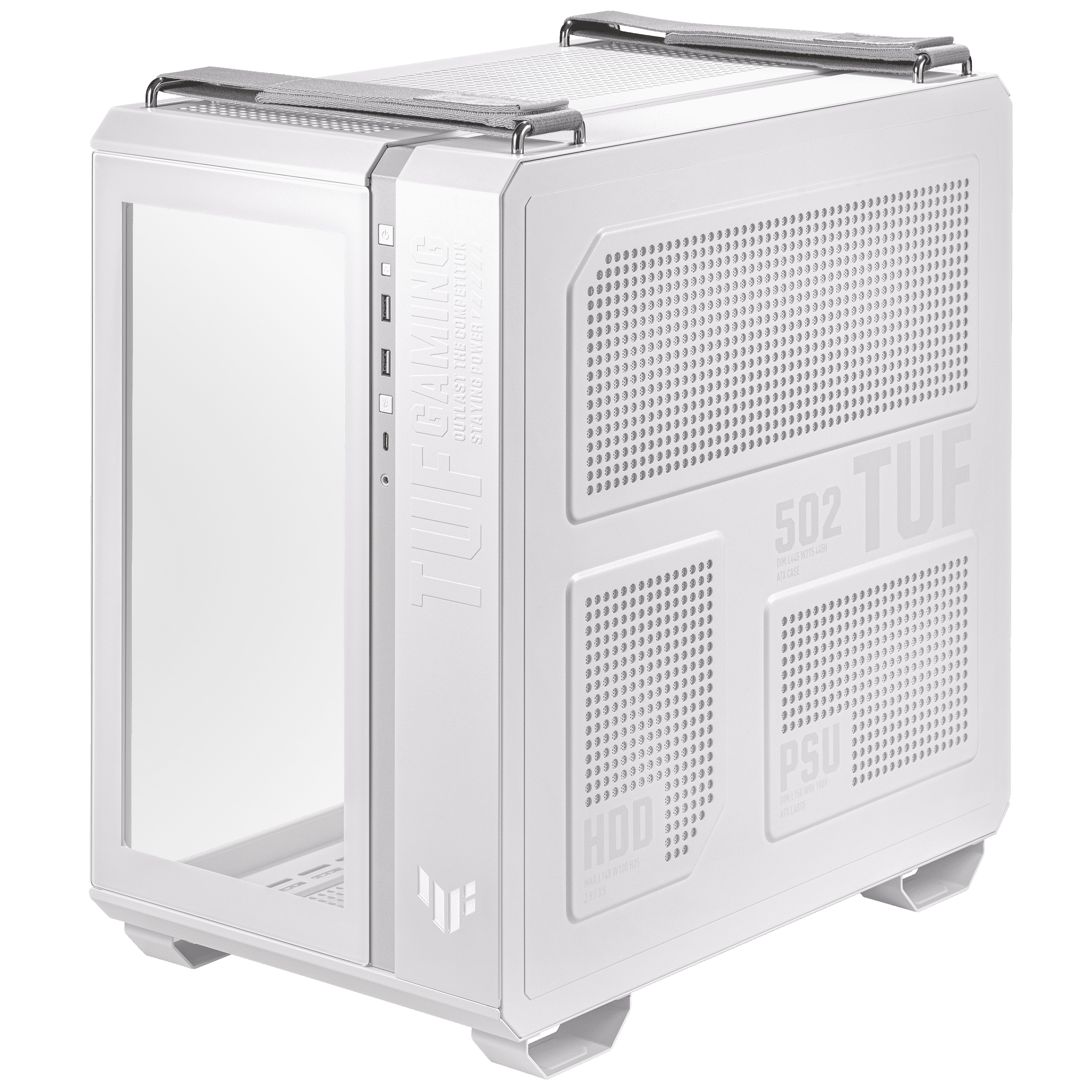 ASUS TUF Gaming GT502 PLUS Tempered Glass Dual Chamber Case White w. 4x120mm Pre-installed ARGB Fans