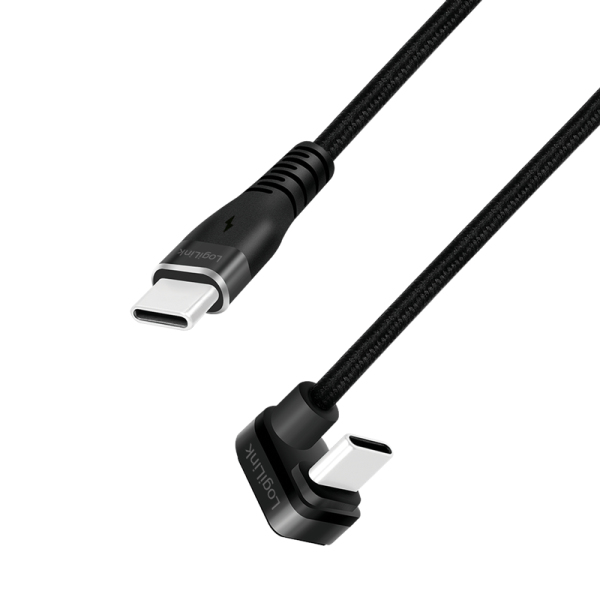 Logilink USB 2.0 Type-C gaming cable, C/M 180° to C/M, 480 Mbps, 60W, alu, black, 2 m