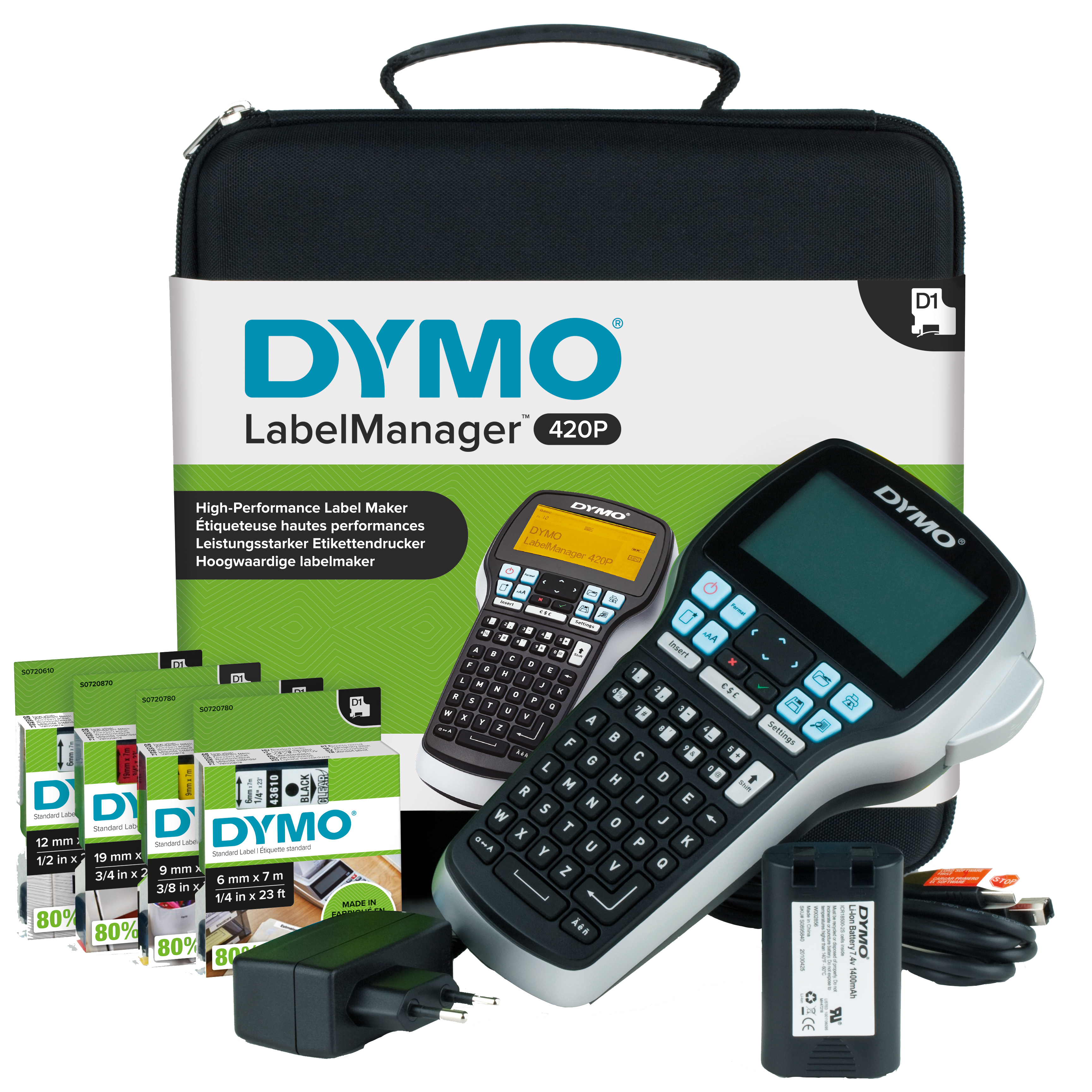 DYMO LabelManager 420P in case,  ABC keybboard gr