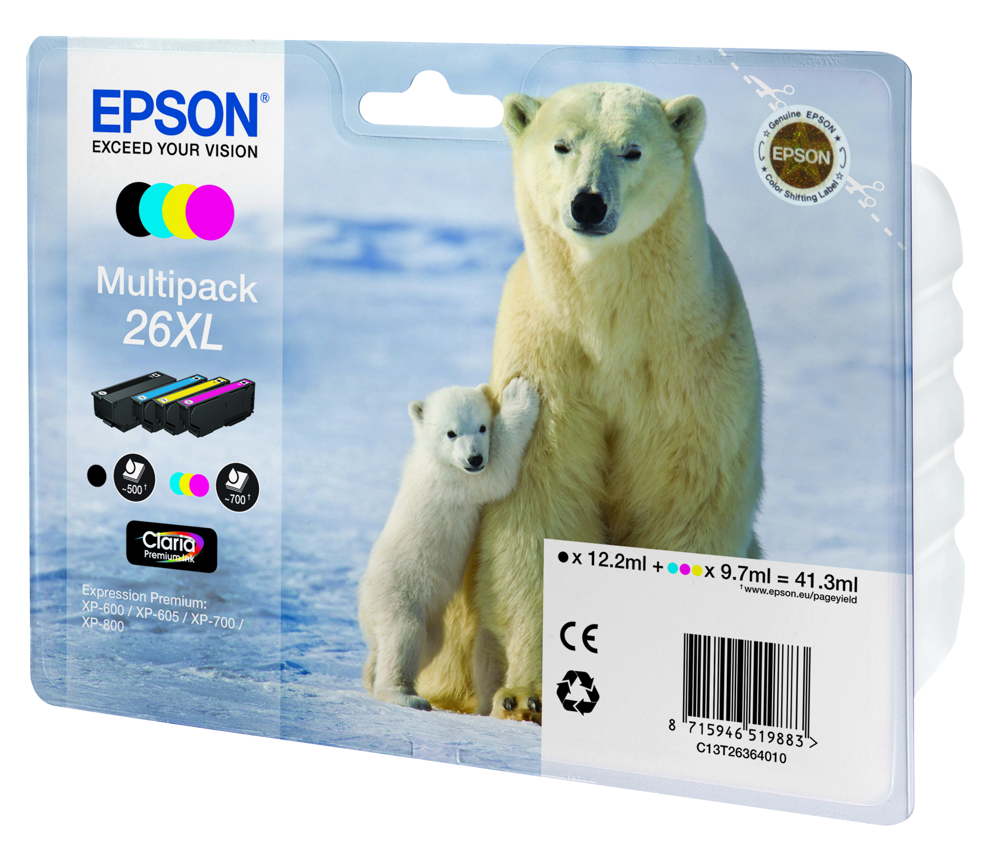 Epson Tinte 3LB 26XL ink cartridge black and tri-colour high capacity 41.3ml 1-pack blister without alarm