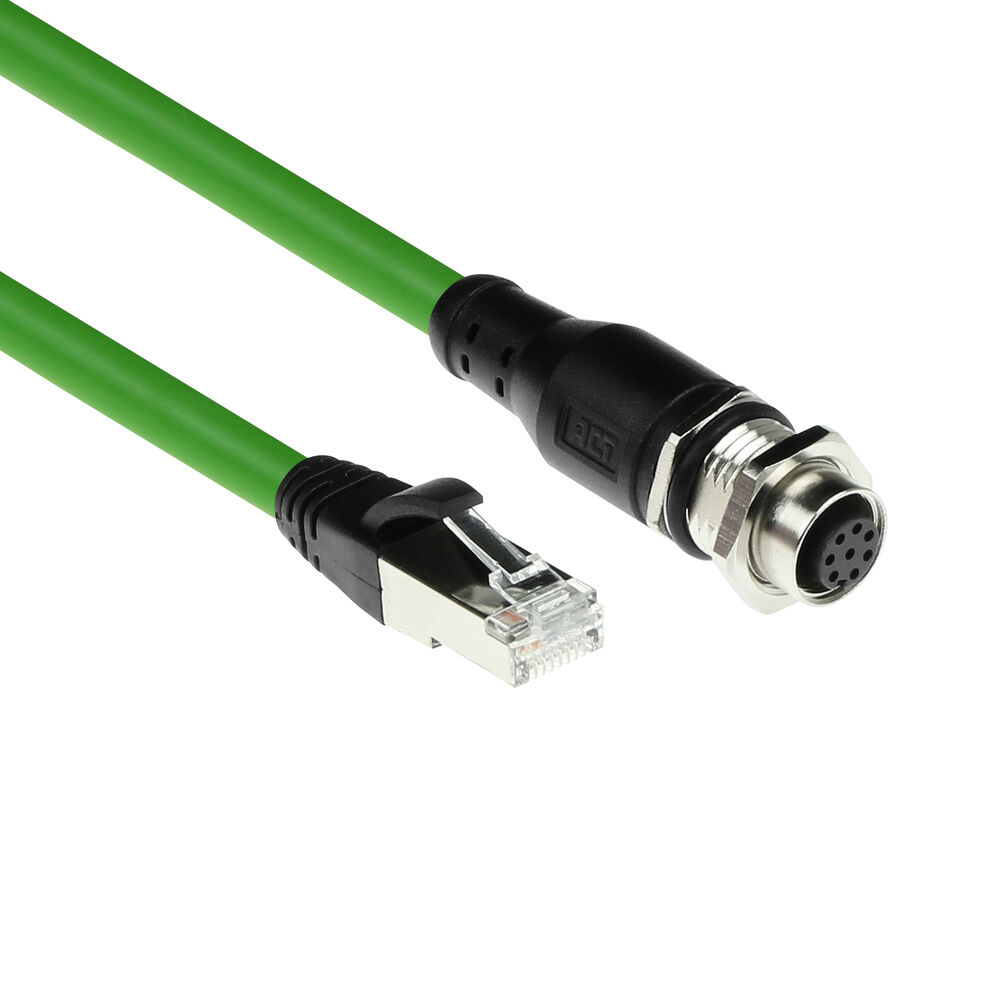 Industrial 1.50 meters Sensor cable M12A 8-pin female to RJ45 male, Ultraflex SF/UTP TPE cable, shielded