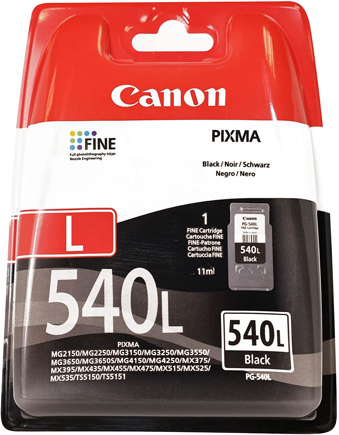 Canon Tinte PG-540L 5224B001 Schwarz bis zu 300 Seiten gemäß ISO/IEC 24711