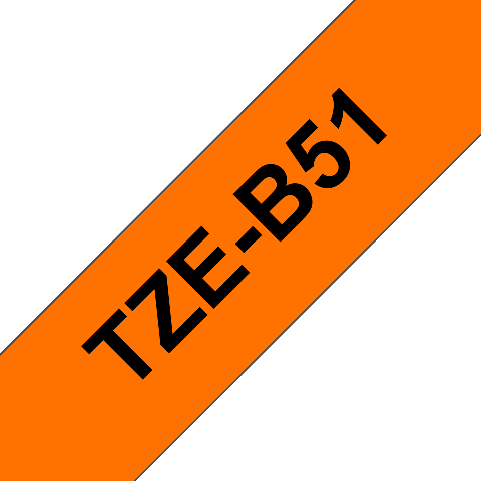 Brother TZEB51 Tejp Svart Text, Neon Orange botten,24mm