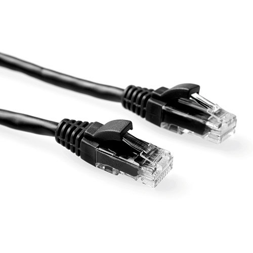 Black 0.25 meter U/UTP CAT6 patch cable snagless with RJ45 connectors