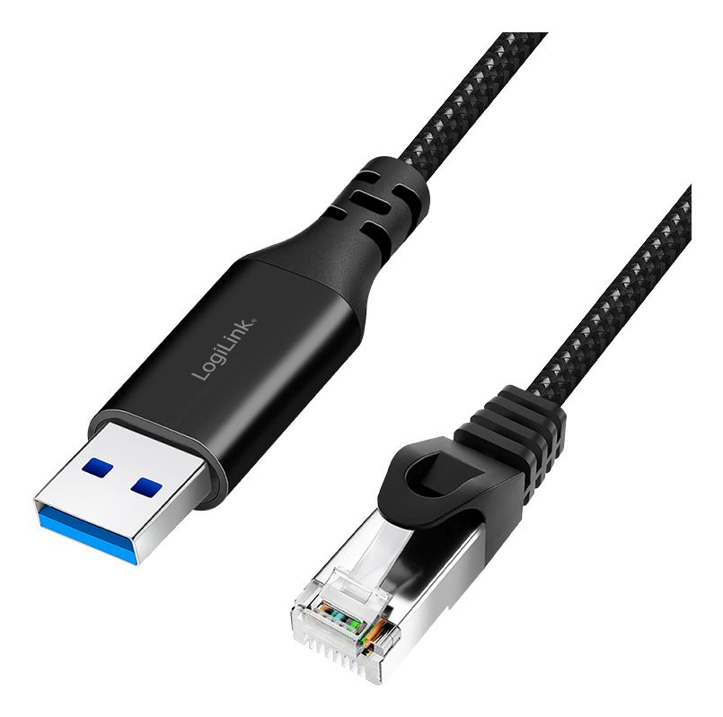 USB 3.0 Ethernet cable, A/M to RJ45/M, 1 Gbps, active, black/grey, 15 m