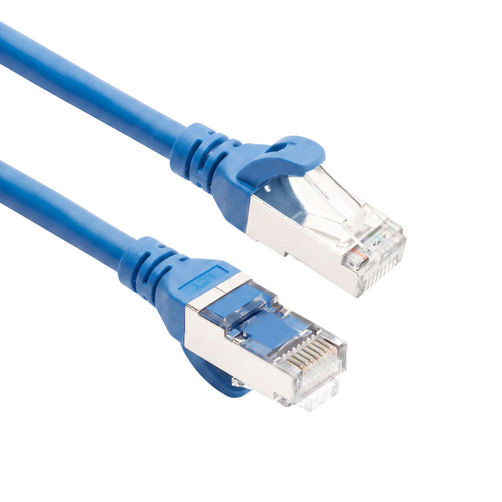 Blue 0.5 meters TPE S/FTP CAT6A ultra-flex patch cable snagless with RJ45 connectors