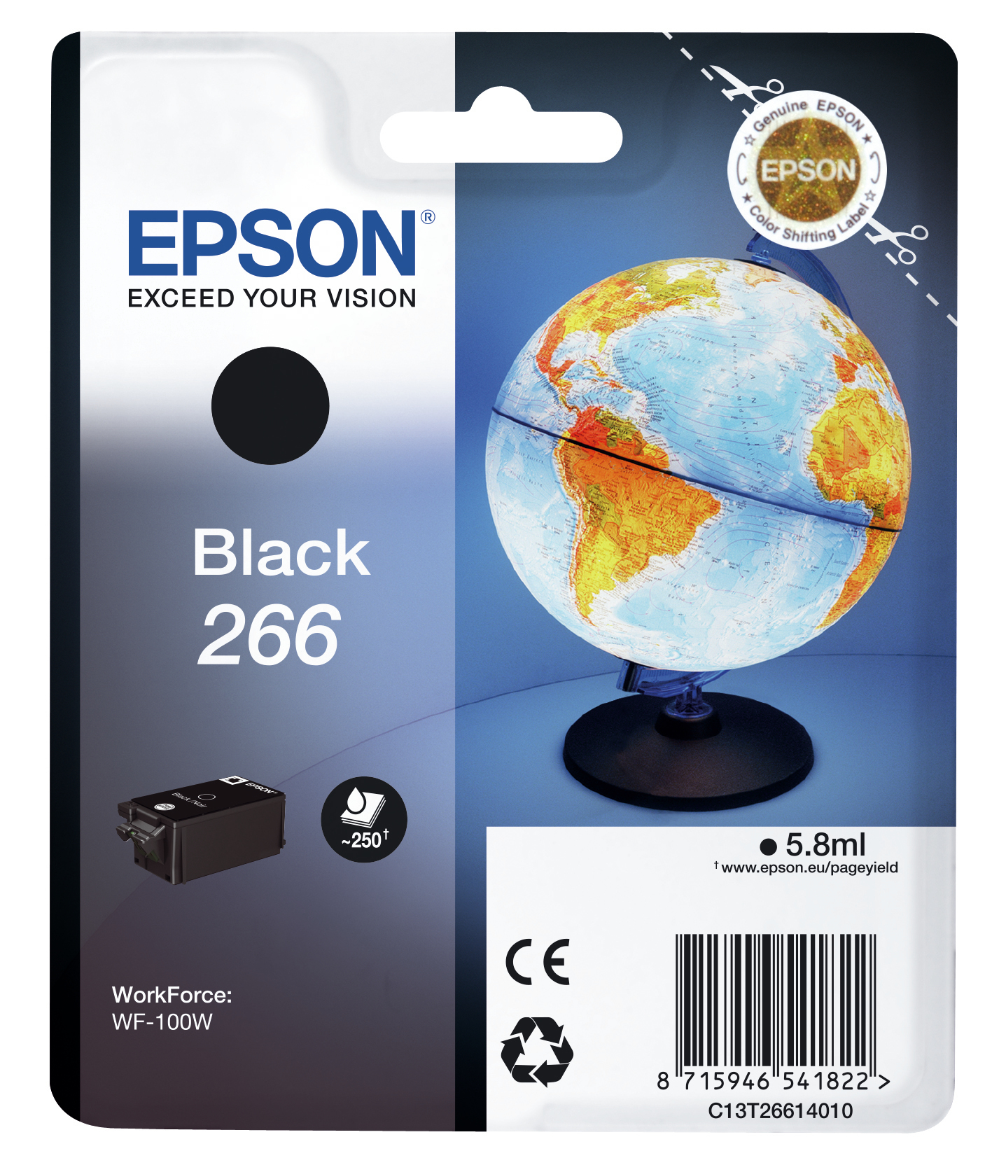 Epson 266 Sort 250 sider Blæk C13T26614010