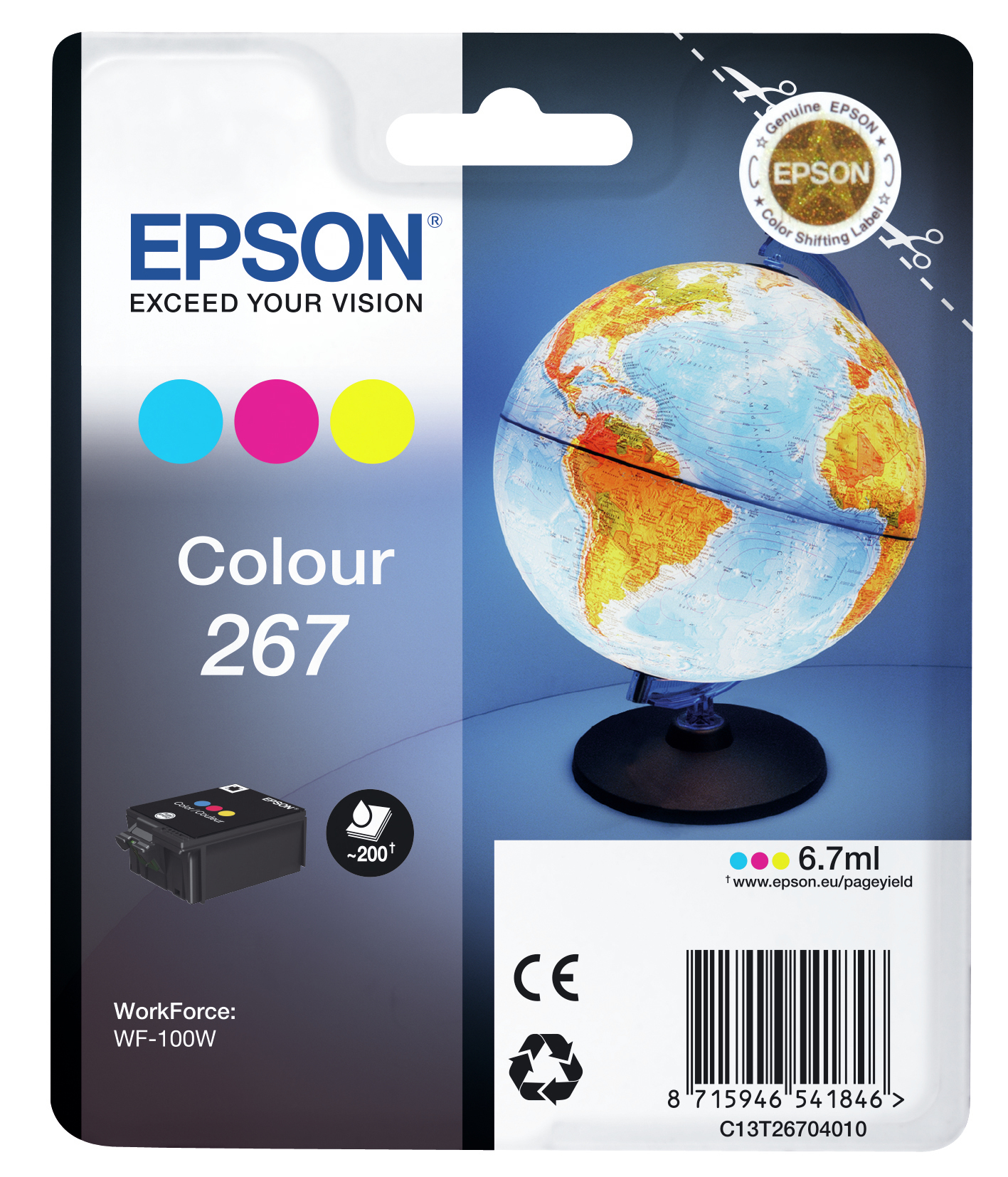 Epson Singlepack Colour 267 ink cartridge | 200Pages | Cyan | Yellow | Magenta
