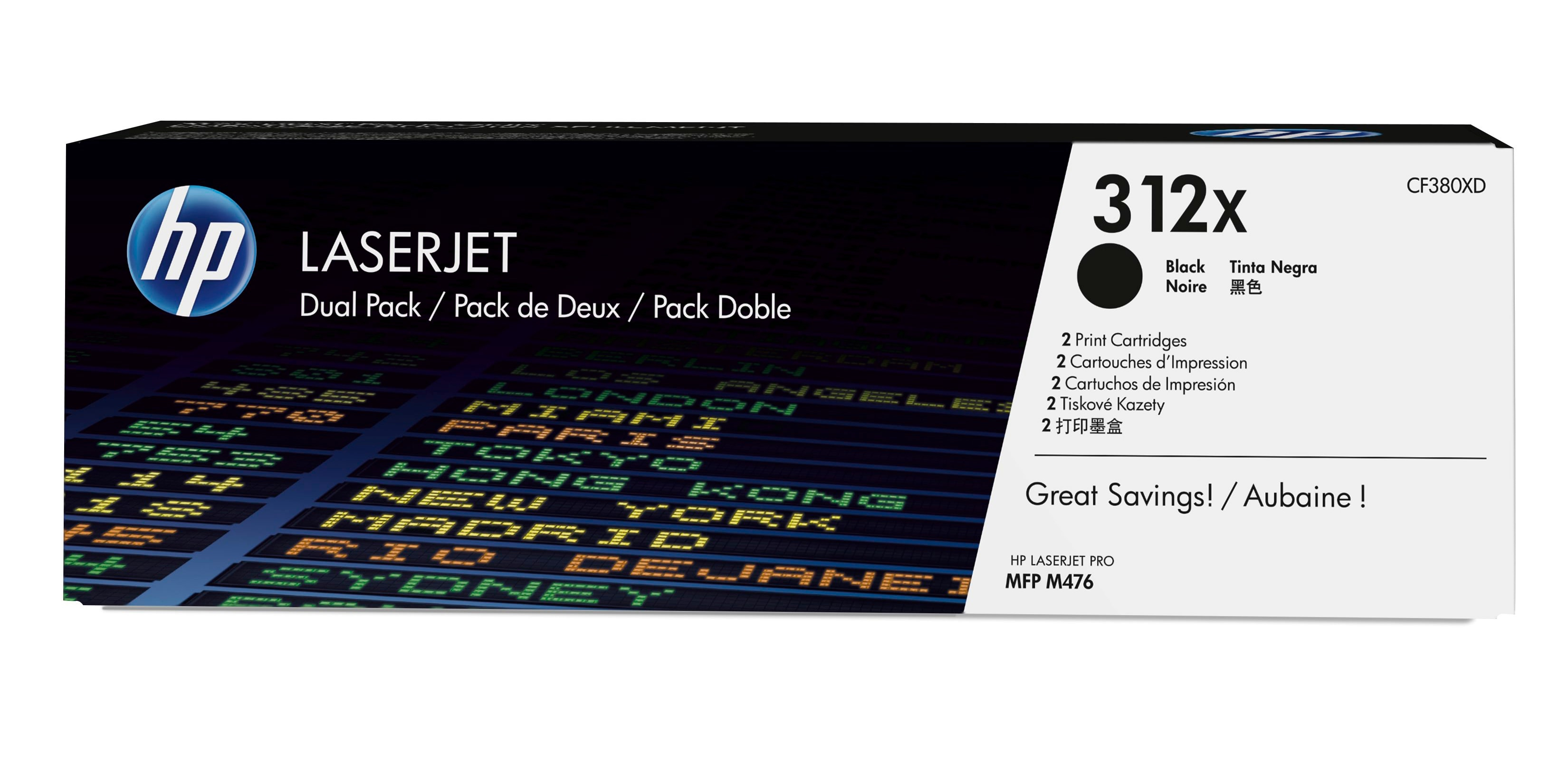 HP 312X - 2 pakker - Højtydende - sort