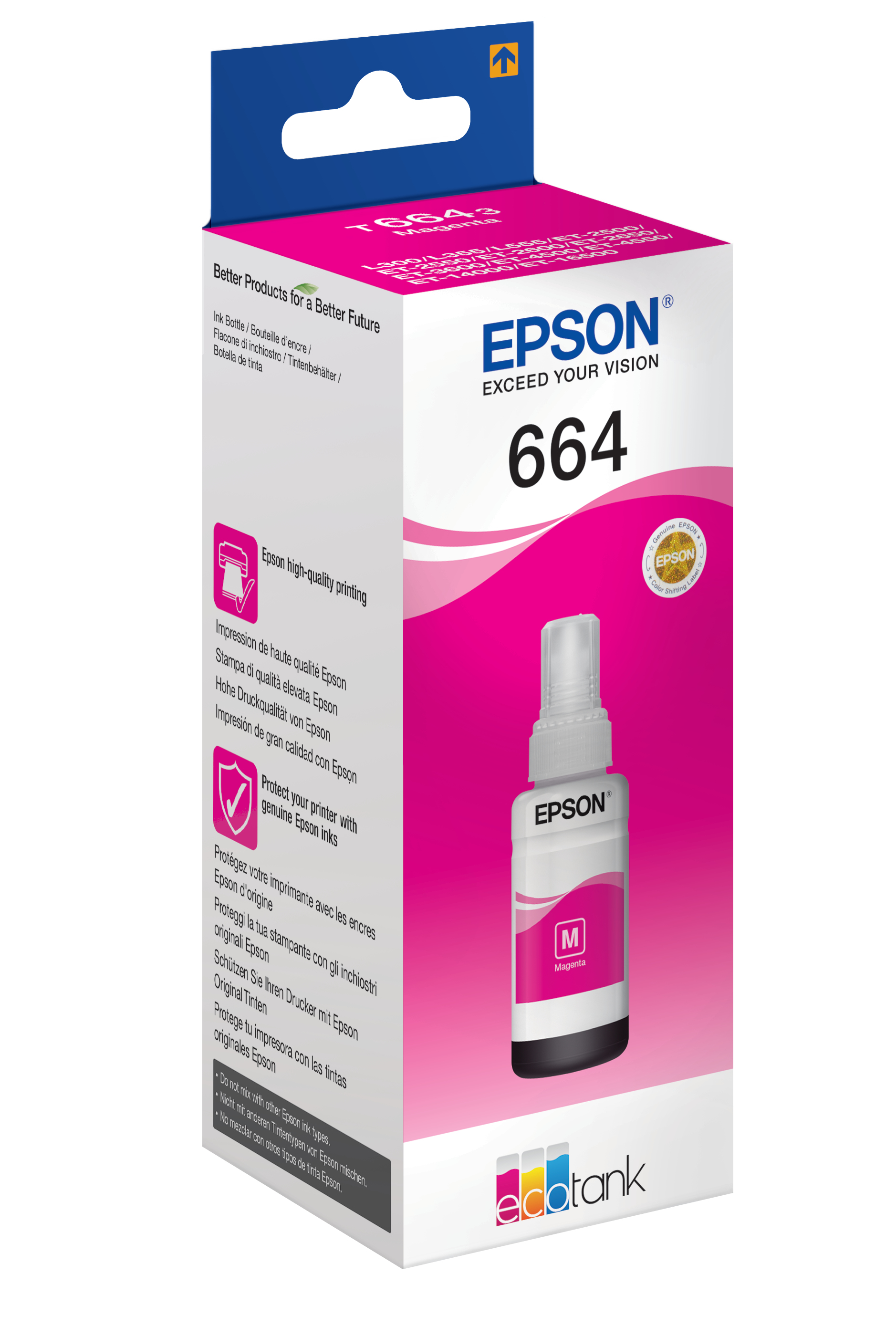 Epson TinteT6643 MAGENTA BOTTLE ECO TANK NACHFÜLLTINTE 70ML