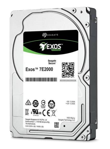 2,5" SEAGATE EXOS 7E2000 Enterprise Capacity 2.5 2TB HDD 512Emulation 7200rpm 128MB 6,4cm 2,5Zoll SAS 12Gb/s 24x7 Dauerbetrieb BLK