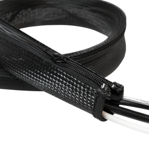 Logilink Cable sleeve with zipper, Polyester, OD: 30 mm, black, 1 m