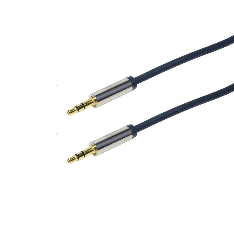 Audio cable, 3.5 mm 3-pin/M to 3.5 mm 3-pin/M, metal, blue, 1 m