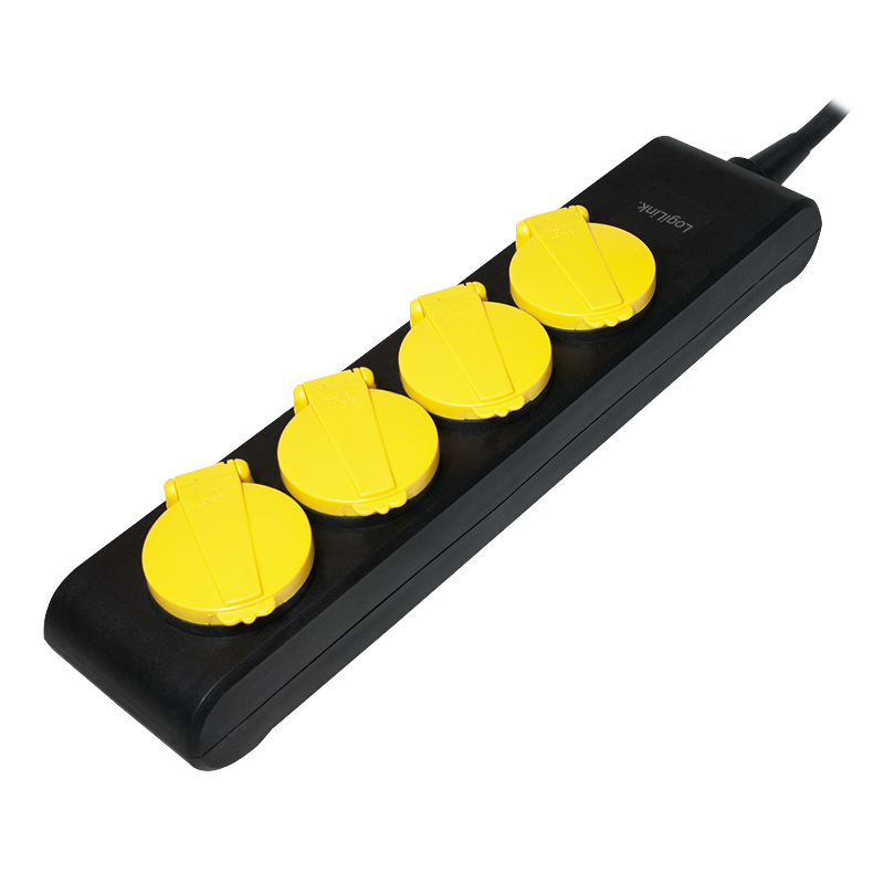 Logilink Outlet Strip, 4 safety sockets, outdoor, IP44, black
