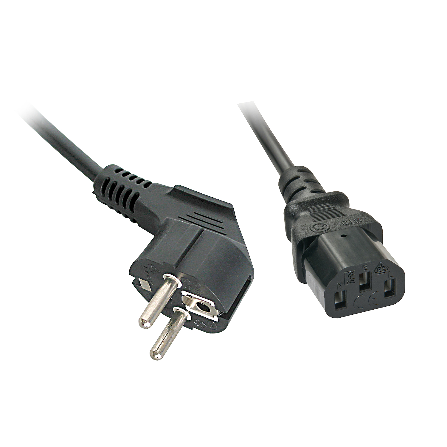 Lindy 2M Schuko Angled To C13 Mains  Cable