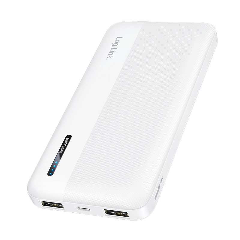 Logilink Mobile Power Bank, LiPo, 10.000 mAh, USB-C in/out, white