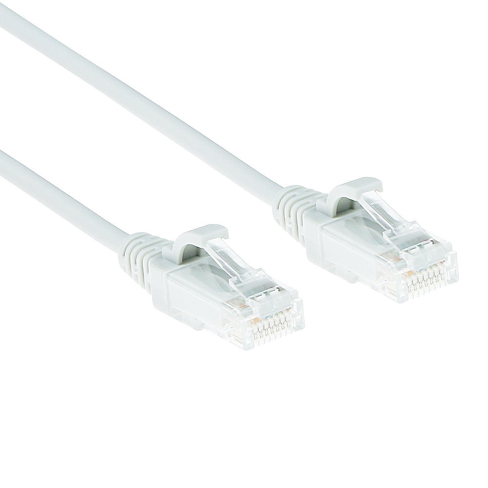 White 2 meter LSZH U/UTP CAT6 datacenter slimline patch cable snagless with RJ45 connectors