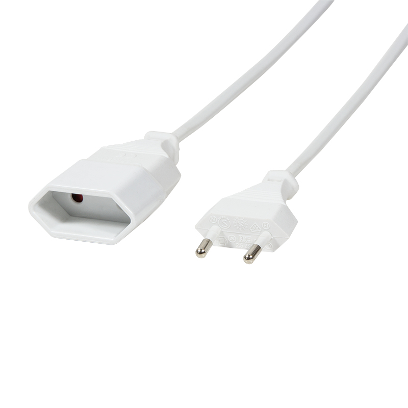 Power cable extension, CEE 7/16, white, 1 m