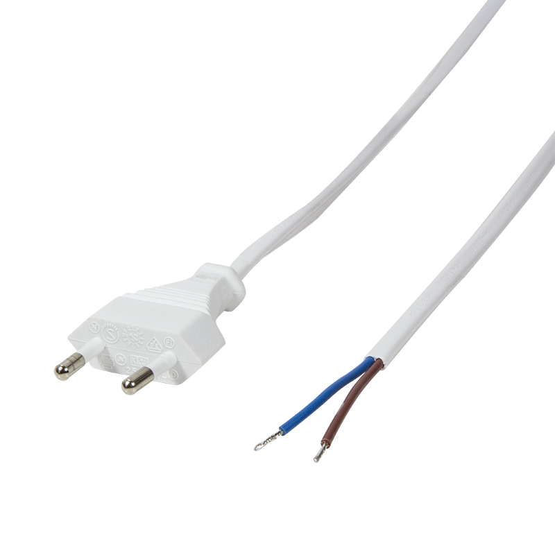 Power cable, CEE 7/16 to open end, white, 1.5 m