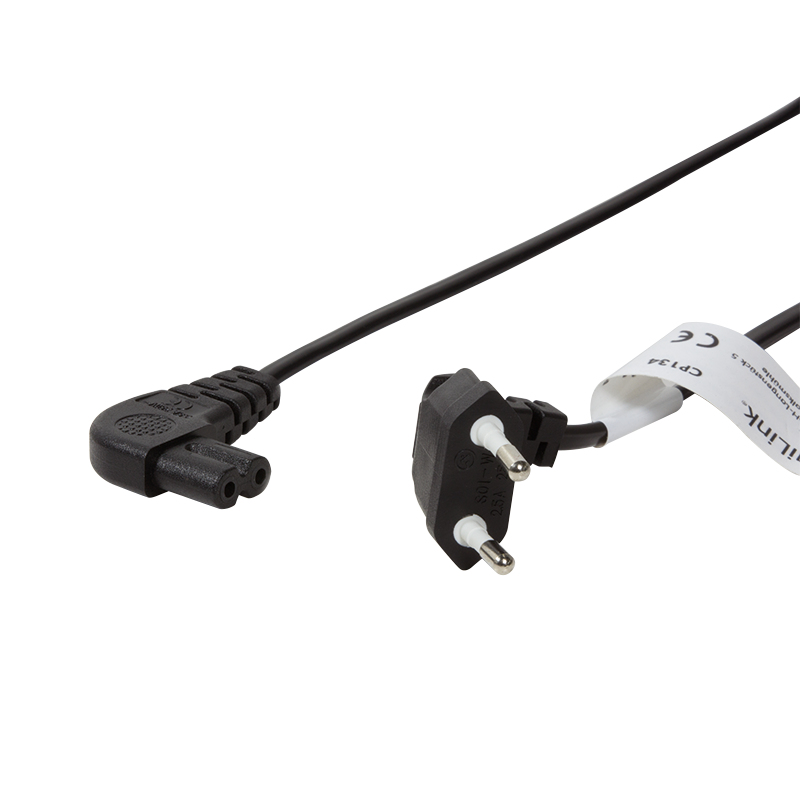 Logilink Power cable, CEE 7/16 (90°) to IEC C7 (90°), black, 0.75 m
