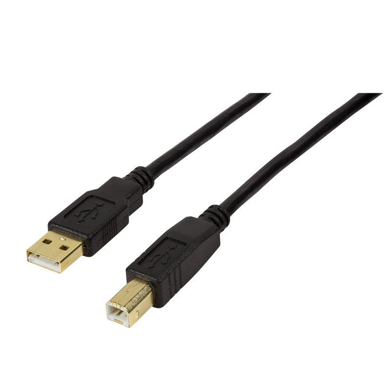 USB 2.0 cable, USB-A/M to USB-B/M, amplifier, black, 20 m