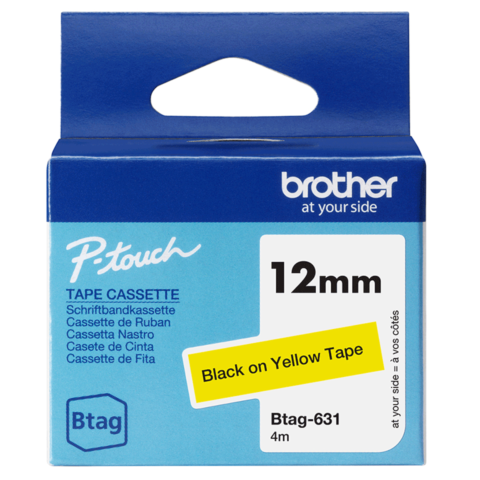 Brother Schriftband Btag-631 (12mm, schwarz auf gelb, nicht laminiert)
