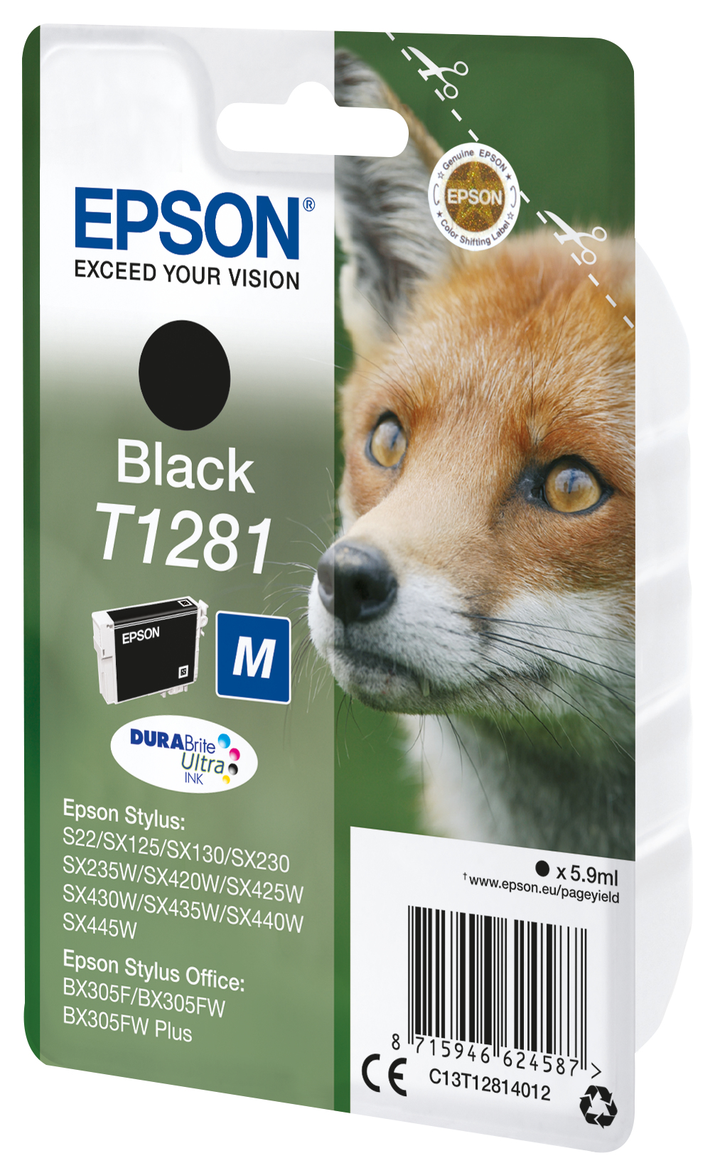 Epson Tinte T1281 C13T12814012 Schwarz bis zu 170 Seiten