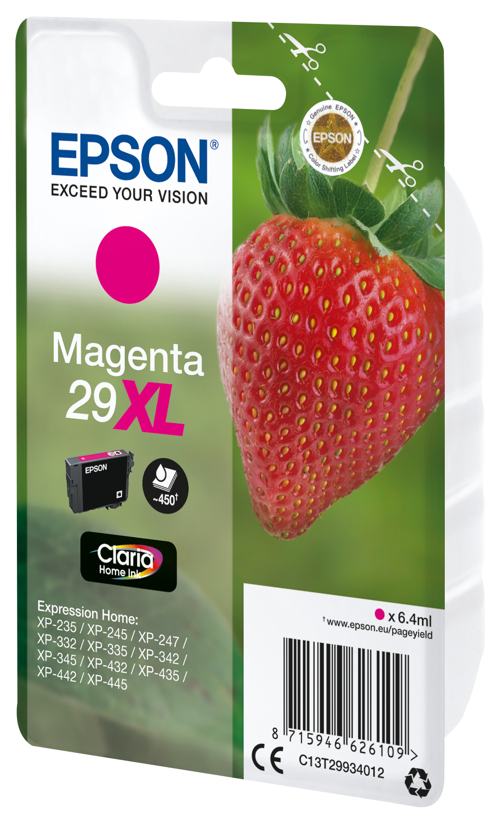 EPSON 29XL 6.4ml XL magenta blister with RF/acoustic alarm ink cartridge for XP-235 245 247 255 332 335 342 345 432 435 442 445 455