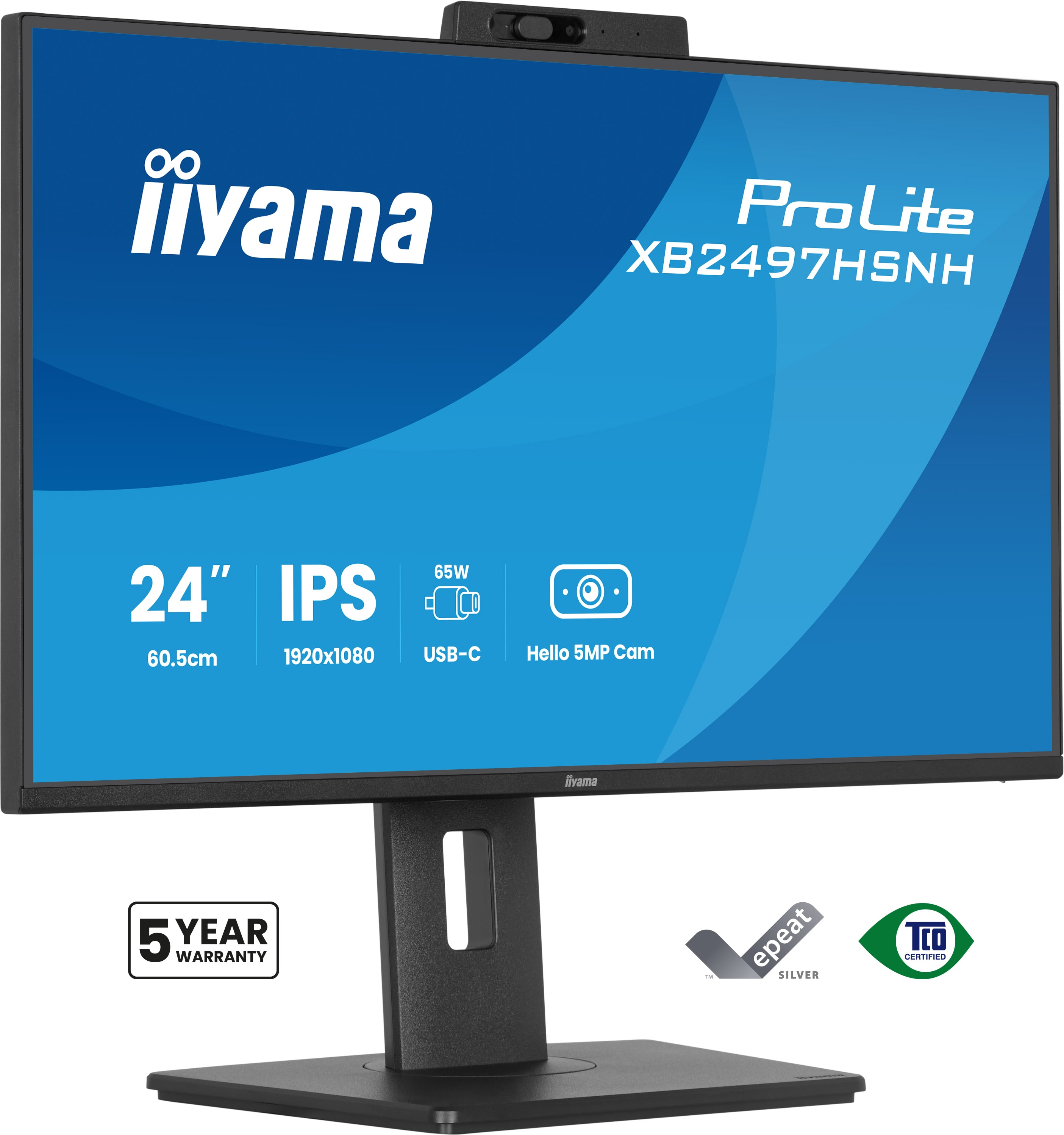60,5cm/23.8" (1920x1080) iiyama ProLite XB2497HSNH-B1 16:9 FHD IPS 1ms 100Hz HDMI DisplayPort USB-C VESA Speaker Black