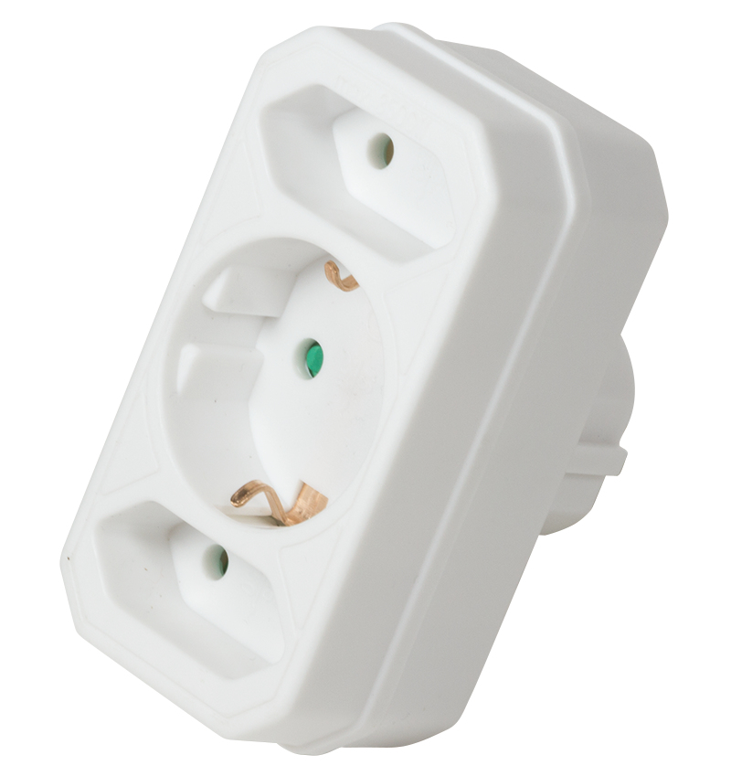 Logilink Adapter With 2 Euro + 1x Safety Socket, white