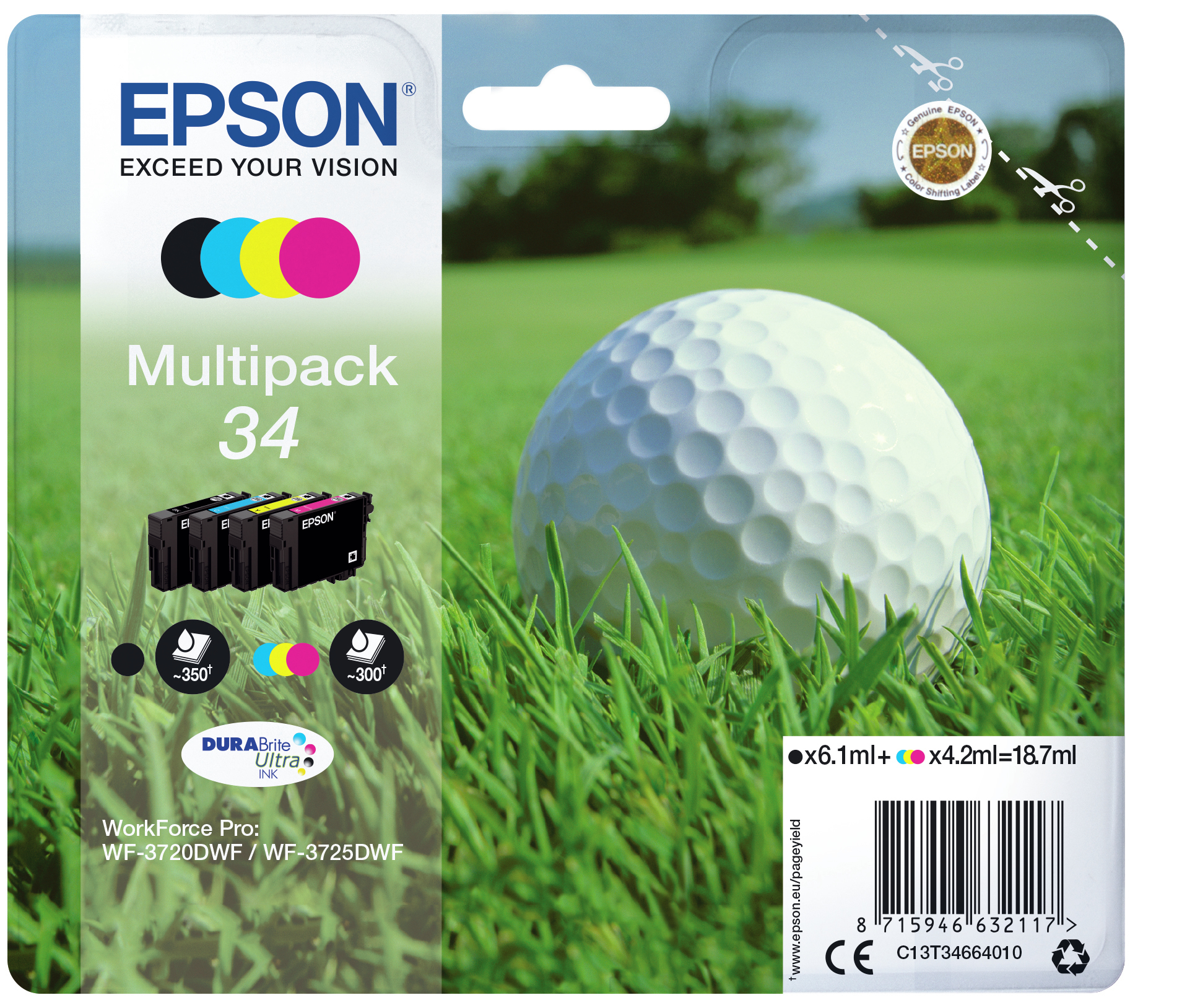 Epson Tinte 34 4er-Pack black + color T3466