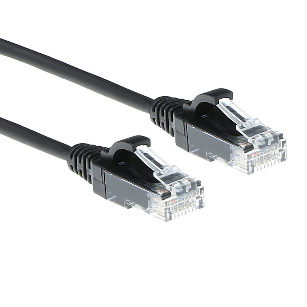 Black 0.15 meter LSZH U/UTP CAT6 datacenter slimline patch cable snagless with RJ45 connectors