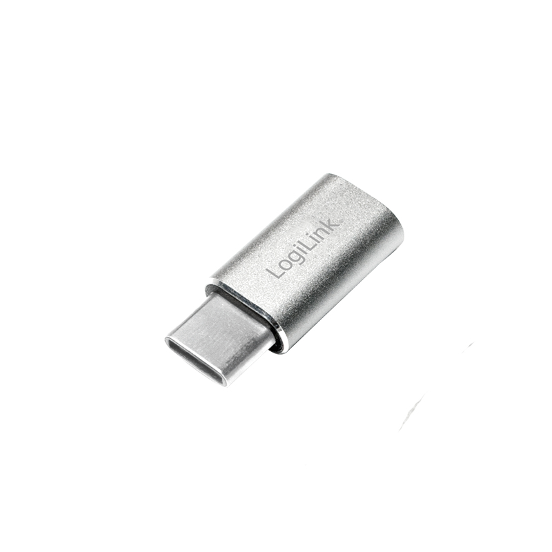 Logilink USB 2.0 Type-C adapter, C/M to Micro-USB/F, 480 Mbps, 15W, silver