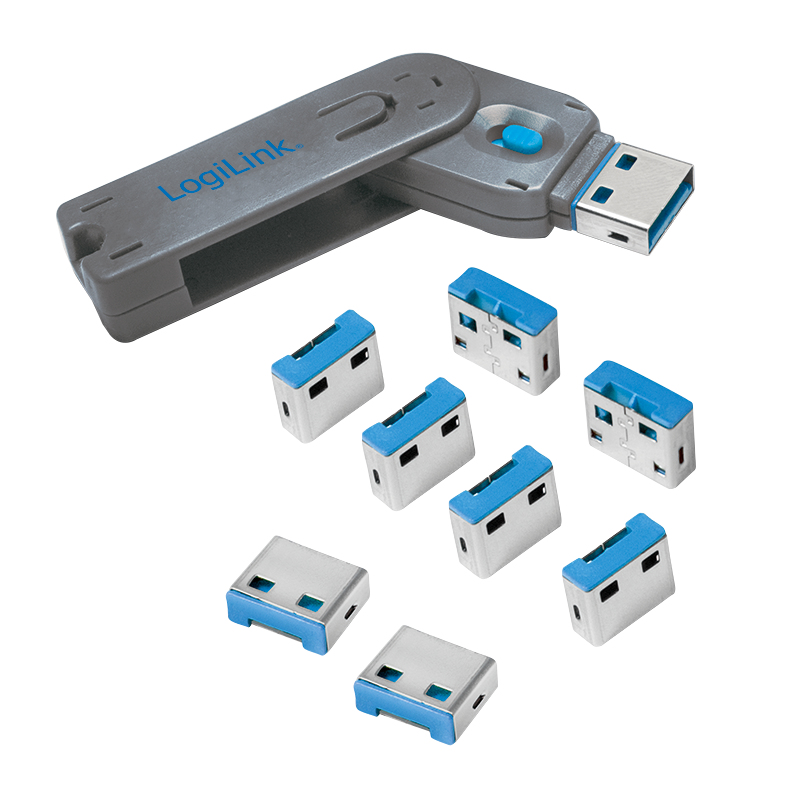Port Blocker, USB-A, 1 Key + 8 Locks