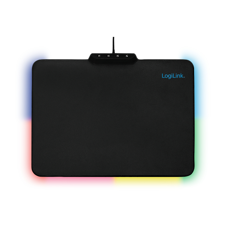 Mauspad Gaming LogiLink RGB Beleuchtung mit USB-A Anschluss Silikon 36x26cm Black