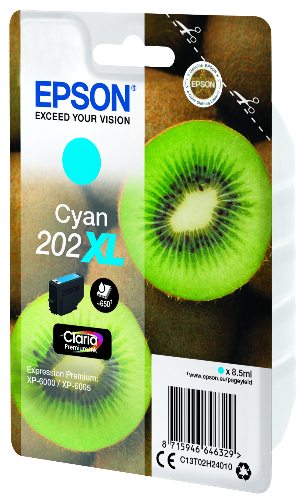 EPSON 202XL 8.5ml high capacity cyan blister ink cartridge for XP-6000 XP-6005 XP-6100 XP-6105