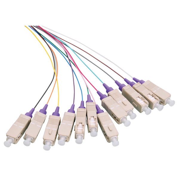 Fiber Pigtail Set 12 x SC OM4 2m, colored, violet connector