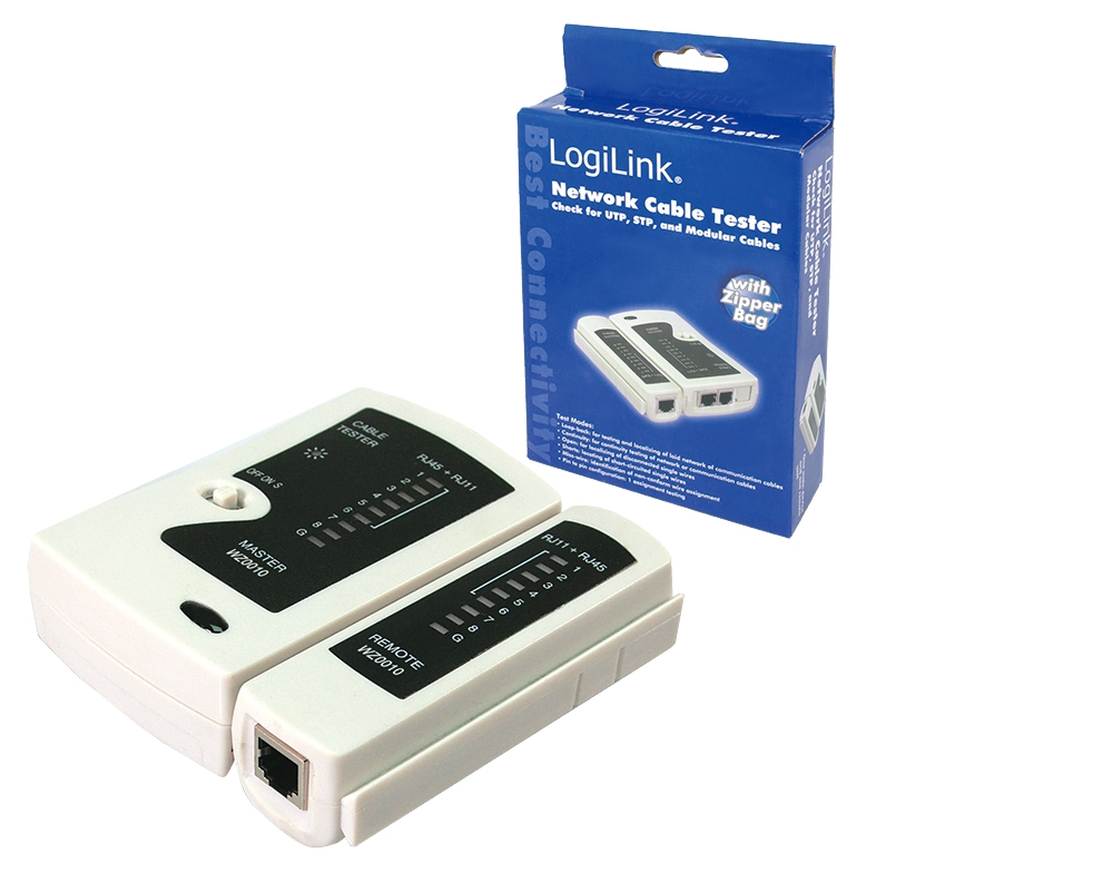 Logilink Cable Tester RJ11, RJ12 & RJ45, with remote unit